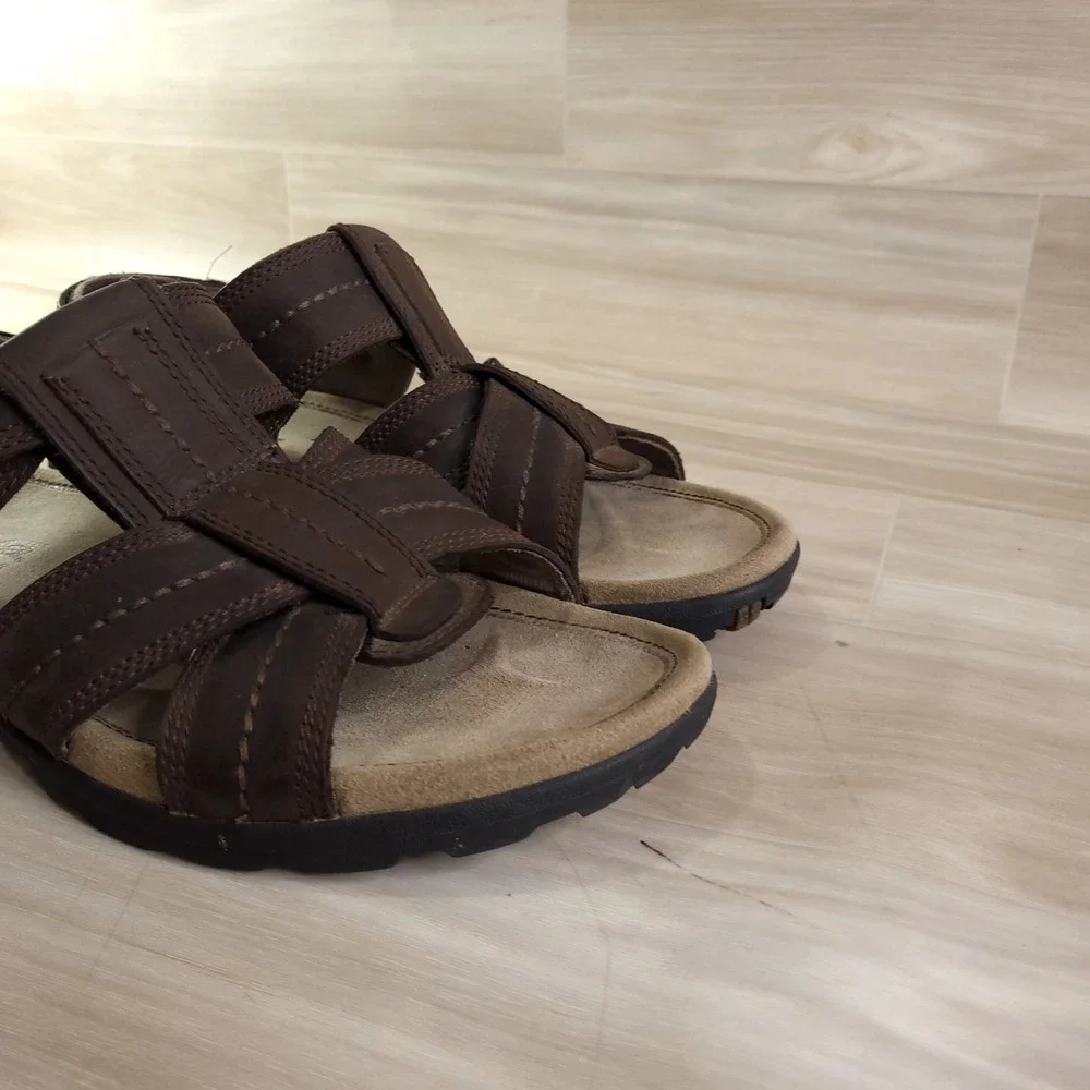 Teva Leather Fisherman Sandals Mens 11 Brown Waterproof ShocPad Strappy Hiking